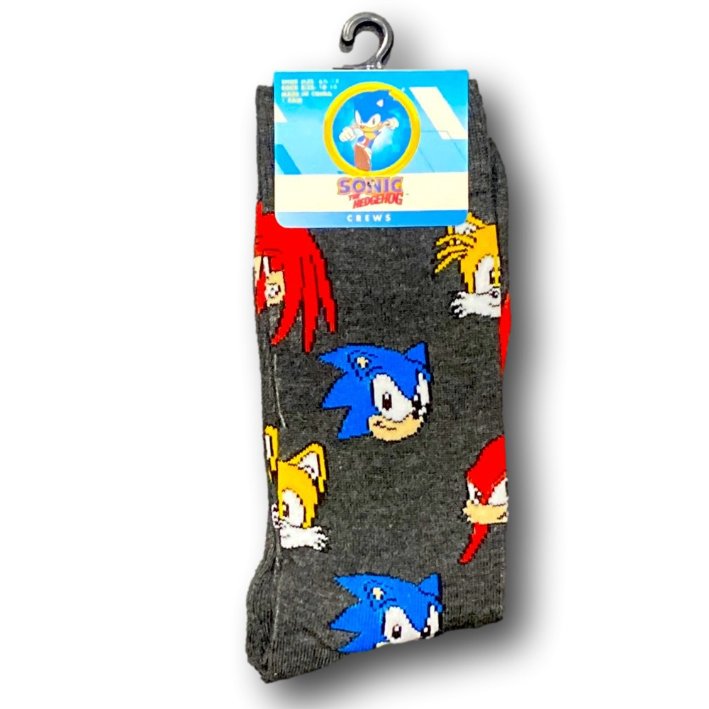 3/$20 Sonic, Tails, & Knuckles Sega Funny Novelty Crew Socks - NWT
